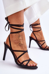 Women's Tied Sandals On A High Heel Black Meya