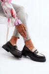 Mokasyny Płaski Obcas Platforma Czarne Kaldira 5731