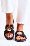 Comfortable Women's Slippers With Ornament Black Leila