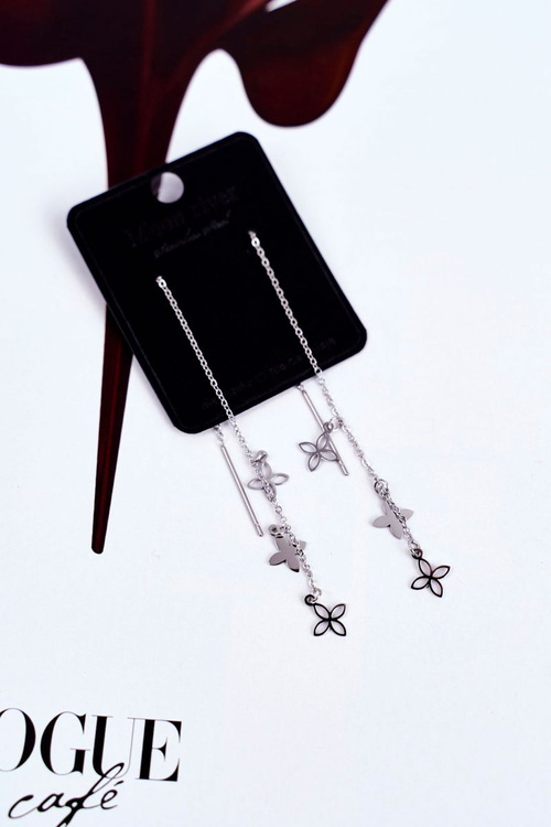 Women's Earrings Silver Wheels Hanging Flowers Veronica