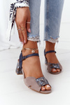 Leather Sandals On A Block Heel Maciejka 04120-43 Beige-Navy
