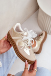 Women's Platform Sneakers With Decorations Beige-Gold Vinness