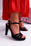 Women's Suede Sandals Black Silela