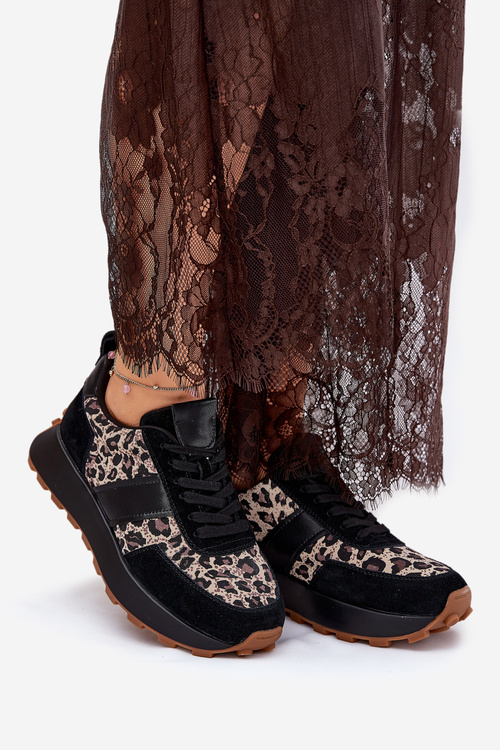 Suede Women's Sneakers On Platform Panther Vinceza 66793 Beige