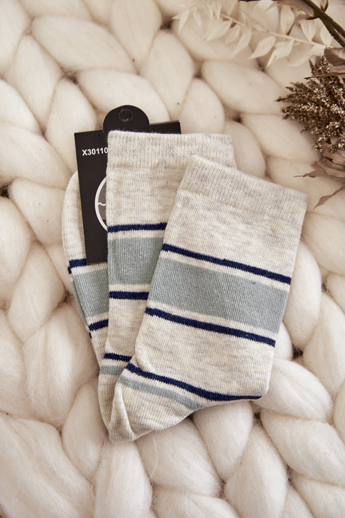 Women's Classic Cotton Socks stripes Beige and green