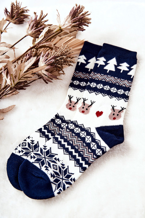 Socks Christmas pattern Navy and white