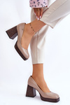 Fashionable Leather Pumps Laura Messi 2599 Beige