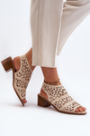 Beige Openwork Sandals with Heels Serapina