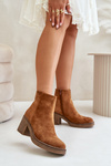 Heeled Boots Eco Suede Insulated With Zip Camel Lerallea