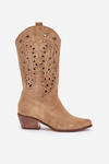 Suede Boots With Perforated Shaft Beige Zazoo 3714