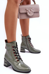 Lacquered Lace-Up Boots on Heel MR870-15 SBarski MR870-15 Light Gray