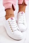 Women's Classic Sneakers White And Gold Ecoma