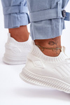 Buty Sportowe Damskie Wsuwane Materiałowe Białe Zauna C2002