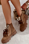 Suede Warm Boots With Pearls Brown Roco 