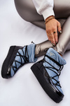 Women's Fashionable Lace-up Snow Boots Blue Carrios
