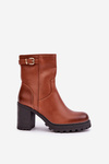 Insulated ankle boots with buckle brown Selavia