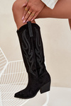 Women's Cowboy Boots With Decoration On Heel Black Jovina