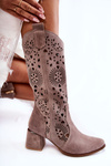 Suede Openwork Boots Lewski Shoes 3171 Cappucino