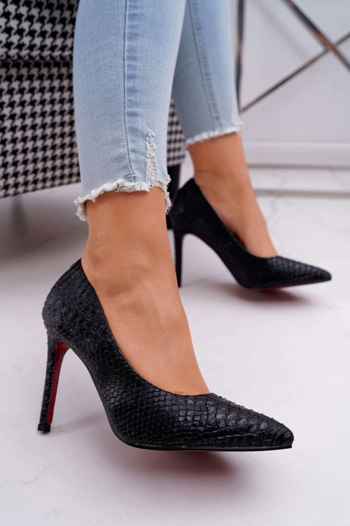 Lu Boo Black SnakeDream Leather Stilettos
