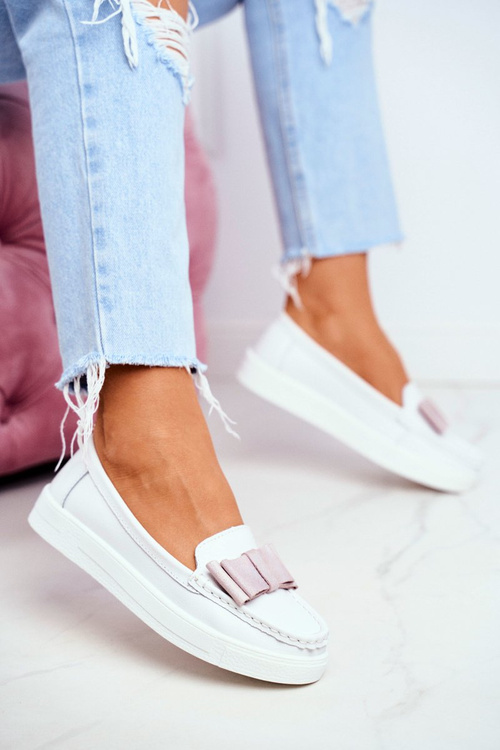 Mokassins Women's Leather White Pink Lovren