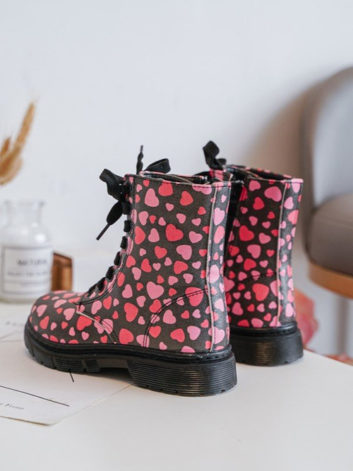 Kids' Lined Boots with Zipper Black-Pink Dolida