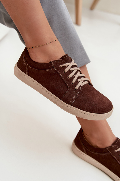 Barefoot Type Sneakers Made of Natural Suede Zazoo 314 Chocolate