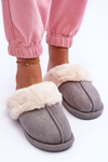 Women's Slippers With Fur Grey Pinky