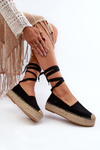 Women's Black Platform Espadrilles with Lacing and Braiding Tailesse
