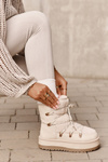 Ladies Platform Snow Boots With Lacing Light Beige Riaviana