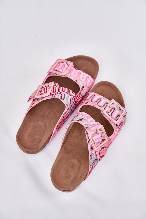 Women's Slippers With Buckles And Glitter Pink S.Barski RB51-006