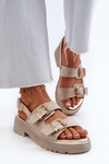 Women's Sandals with Buckles Eco Leather Golden Konanttia