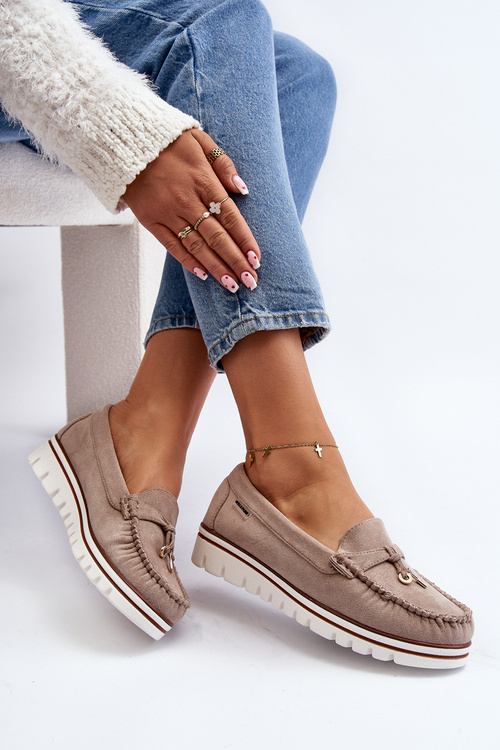 Women's Platform Loafers Beige Railav