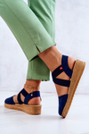 Espadryle Damskie Zamszowe Granatowe Big Star JJ276037