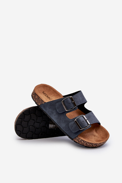 Men's Cork Sole Flip Flops Navy Rosawia