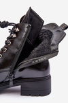 Glossy Boots with Ornament Workery Black Emmber