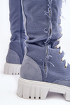 Women's Jeans Lined Boots with Lacing Blue Cresanta
