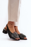 Leather Sandals On Triangle Heel Laura Messi 2595 Brown