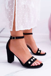 Women's Stiletto Sandals with Pearls Black Renes