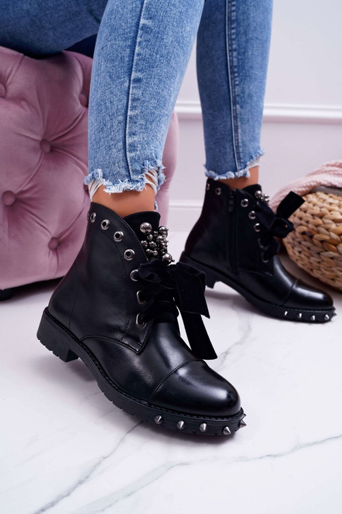 Women's Warm Boots Ribbon Studded Grethan