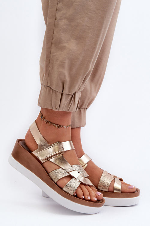 Zazoo 40397 Women's Leather Platform Sandals Gold