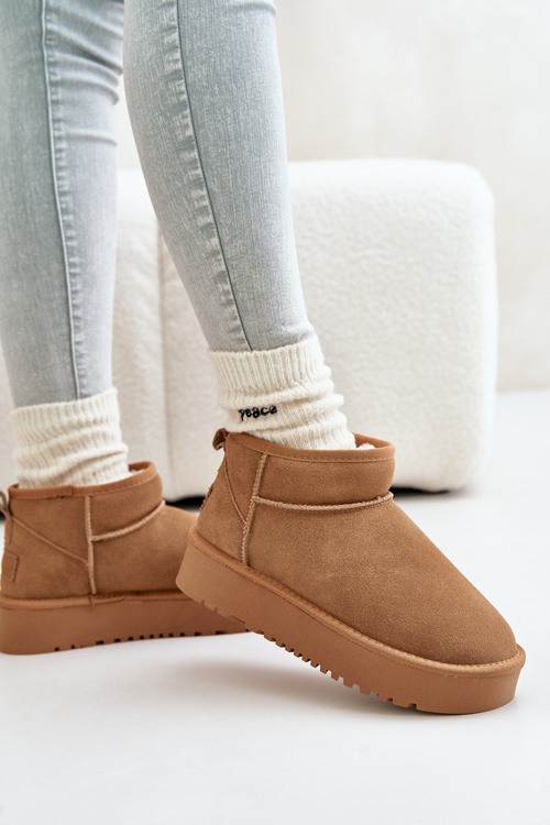 Women's Suede Snow Boots On Platform Camel Nereviana