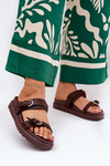 Women's Platform Sandals With Golden Buckles Brown Wernone