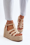 Wedge Sandals with Woven Detail Beige Gnosis