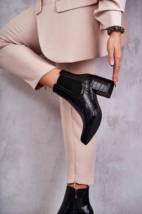 Snake Leather Booties La.Fi 260038B-XC Black