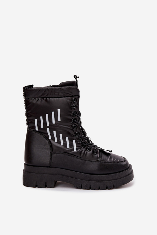 Women's Lace-Up Snow Boots Vinceza 23-34586 Black