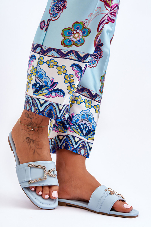 Klapki Damskie Klasyczne Ozdoba Niebieskie Impressive 1727