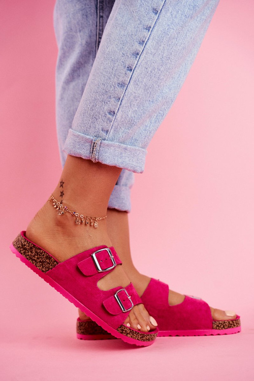 Women's Slides On Corck Fuchsia Si Senor
