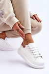 Buty Sportowe Damskie Platforma Brokatowe Biało-Różowe Eliso