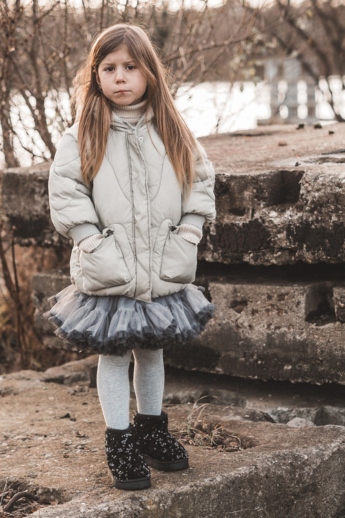 Children's Snow Boots Botki Ocieplane with Sequins Black Rebbica