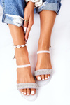 Rubber Sandals With Glitter White Beach Time